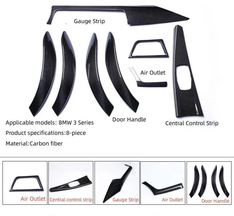 Carbon Fiber 8-piece Patch For BMW T-carbon Car Interior Accessories