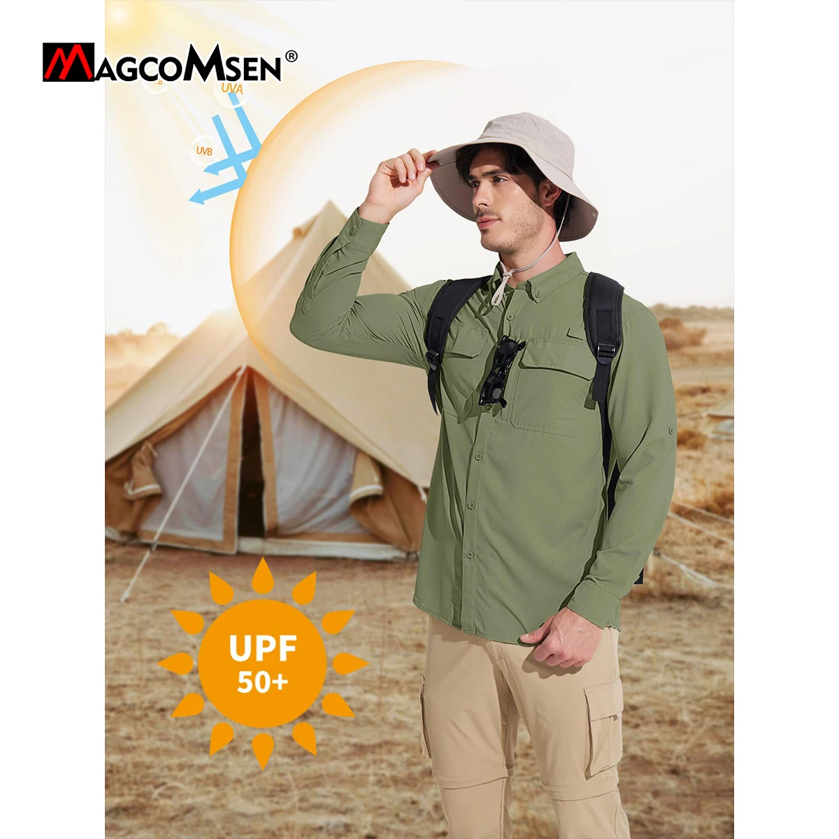 Chemise De Pêche Homme TACVASEN UPF 50+ - Manches Longues - Séchage Rapide - Taille T