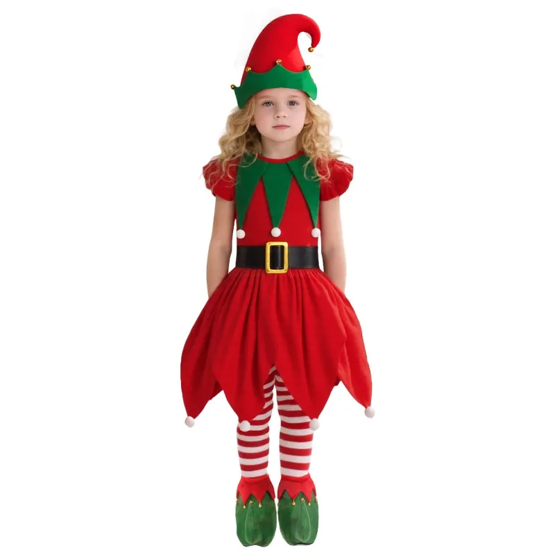 Girls Elf Cosplay Costume Christmas Red Elf Dress with Hat Santa'sParty  Outfits Holiday Stage Performance Xmas Gifts - AliExpress 200000532