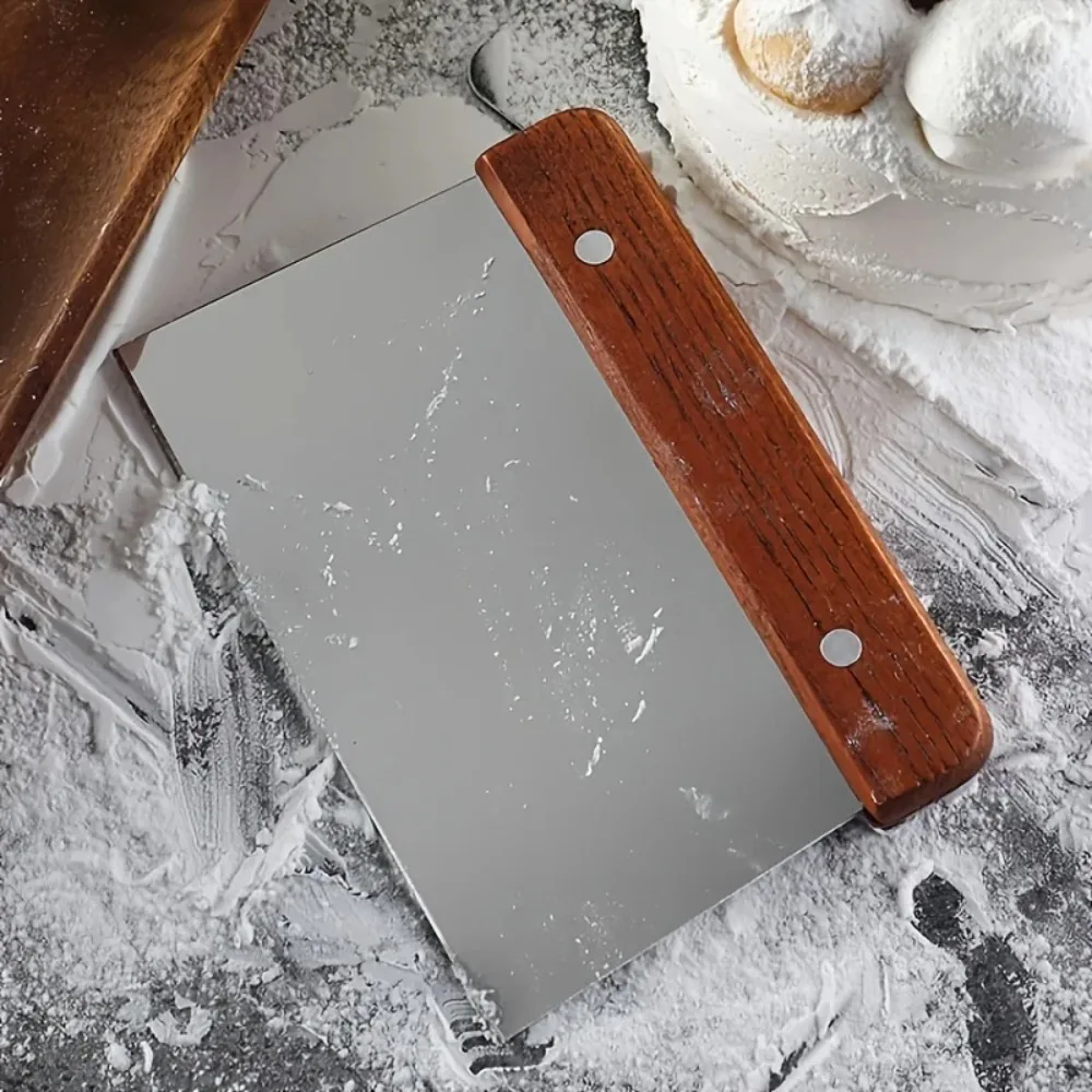 Stainless Steel Scraper Wooden Handle Multi functional Baking Knife Vegetable Chopper Dough Cutter