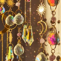 Hanging Crystal Pendant Garden Suncatcher Wind Chimes Rainbow Prism Crystal Chain for Window Drop Bell Christmas Tree Home Decor 5