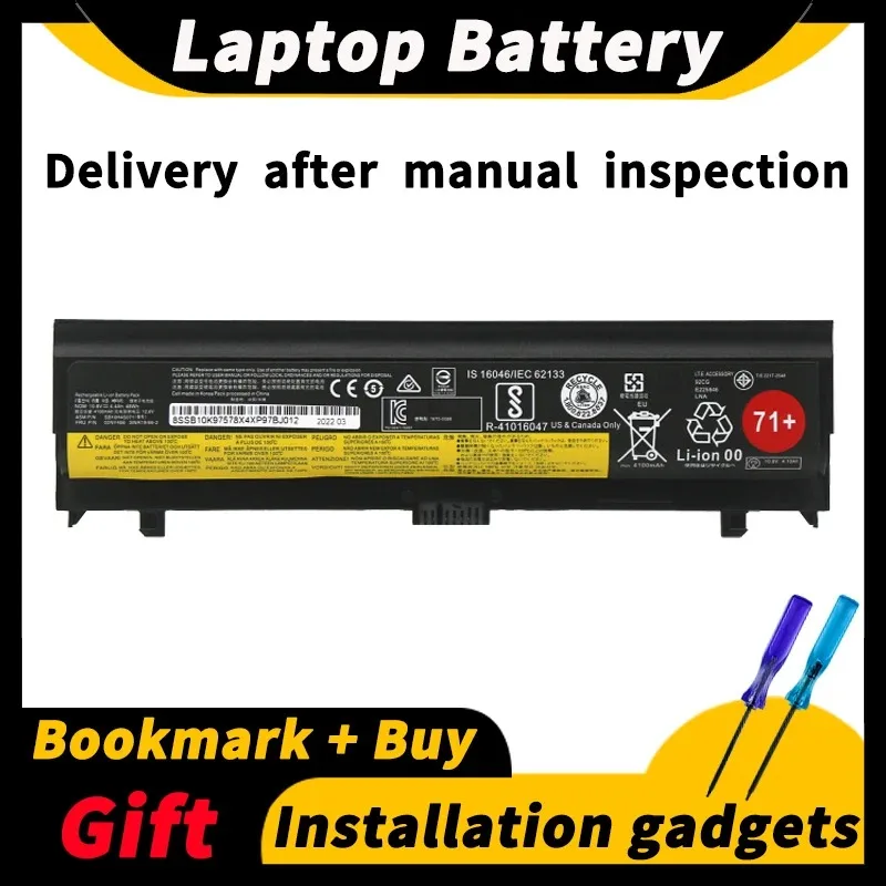 

For Lenovo Thinkpad L560 L570 00NY488 00NY486 00NY489 SB10H45074 10.8V 48wh Laptop Battery