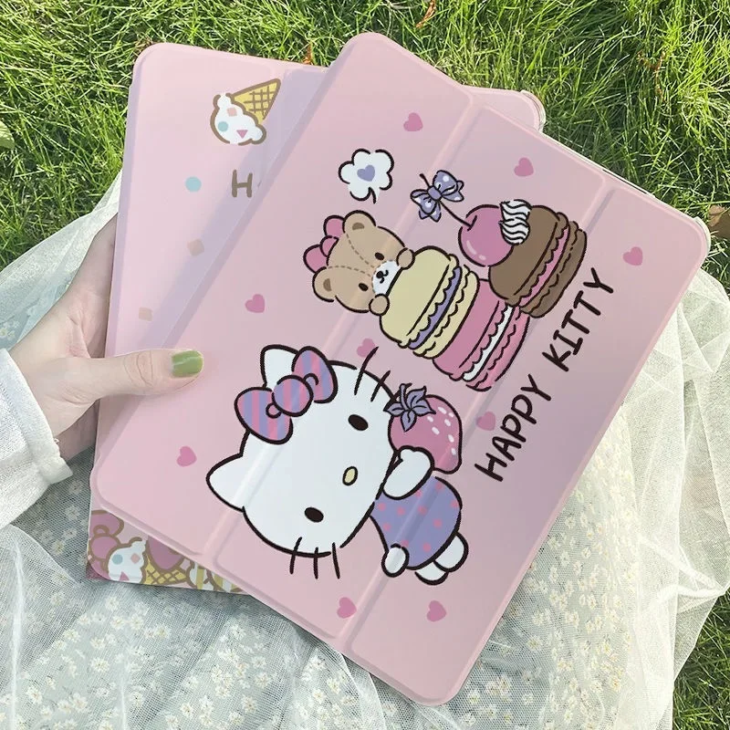 

Sanrios Hello Kitty with pen slot For iPad Air 2021 10.2 Case Mini 6 Air 4 10.9 Silicone Protective Case iPad Pro 11 Inch Cover
