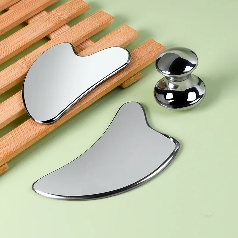 

Facial Stainless Steel Scraper Massage Mushroom Gua Sha Tool Face Lift Anti-Aging Skin Tightening Cooling Metal Reduce Puffiness