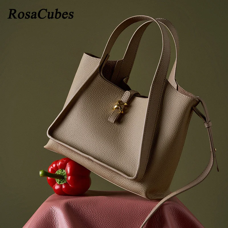 

2023 Women's Tote Bags Luxury Fashion Lady Shoulder Bags Solid Color Genuine Leather Girls Handbag Simple Women's Crossbody Bags