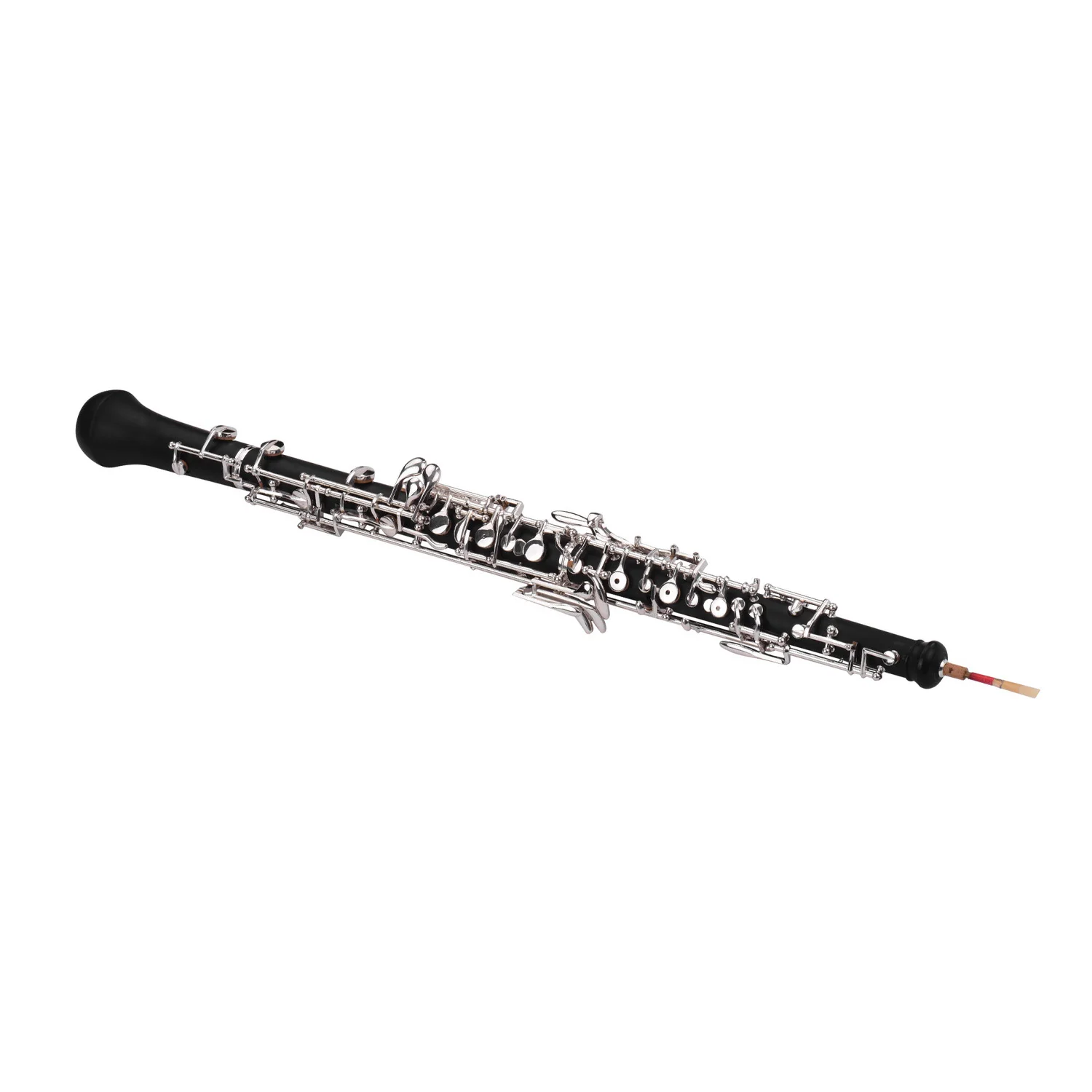 Professional Oboe C Key Semi-automatic Style Silver-plated Keys Woodwind Instrument with Oboe Reed Gloves Leather Case Carry Bag