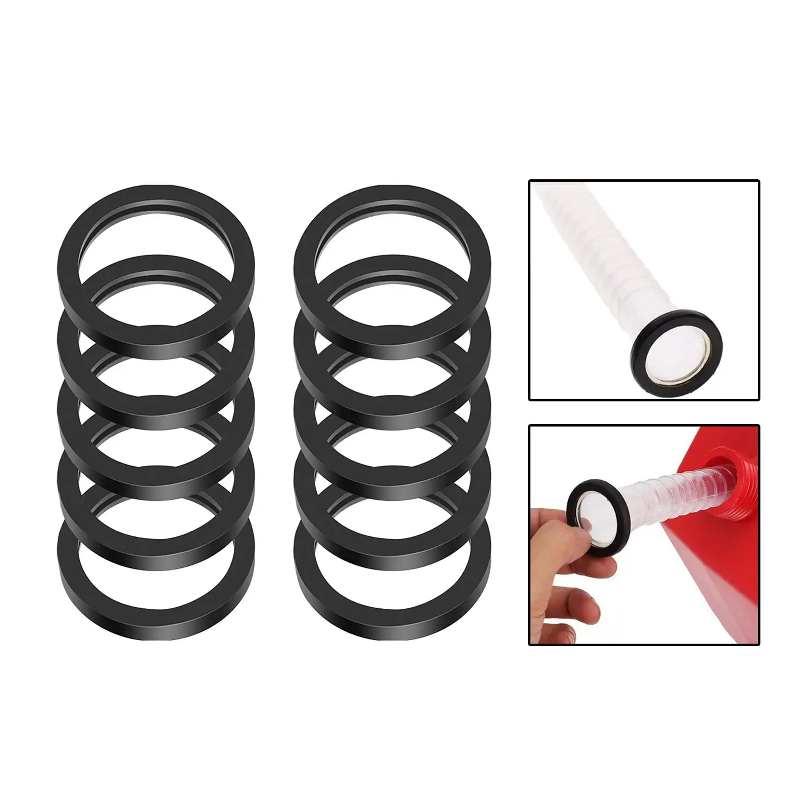 10 Pack Gas Fuel Can Spout Gaskets Fuel Tank Nozzle Seals Accessories Rubber Rings Can Gaskets 1.2inch Dia. O Shape Universal