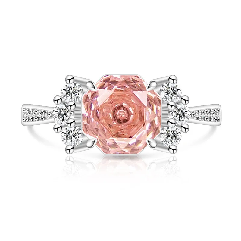 Süßer 925 Sterling Silber Luxus-Ring mit Rosenschliff-Diamanten, Süße Bonbonform, Niedlicher Schmuck – Detail 10