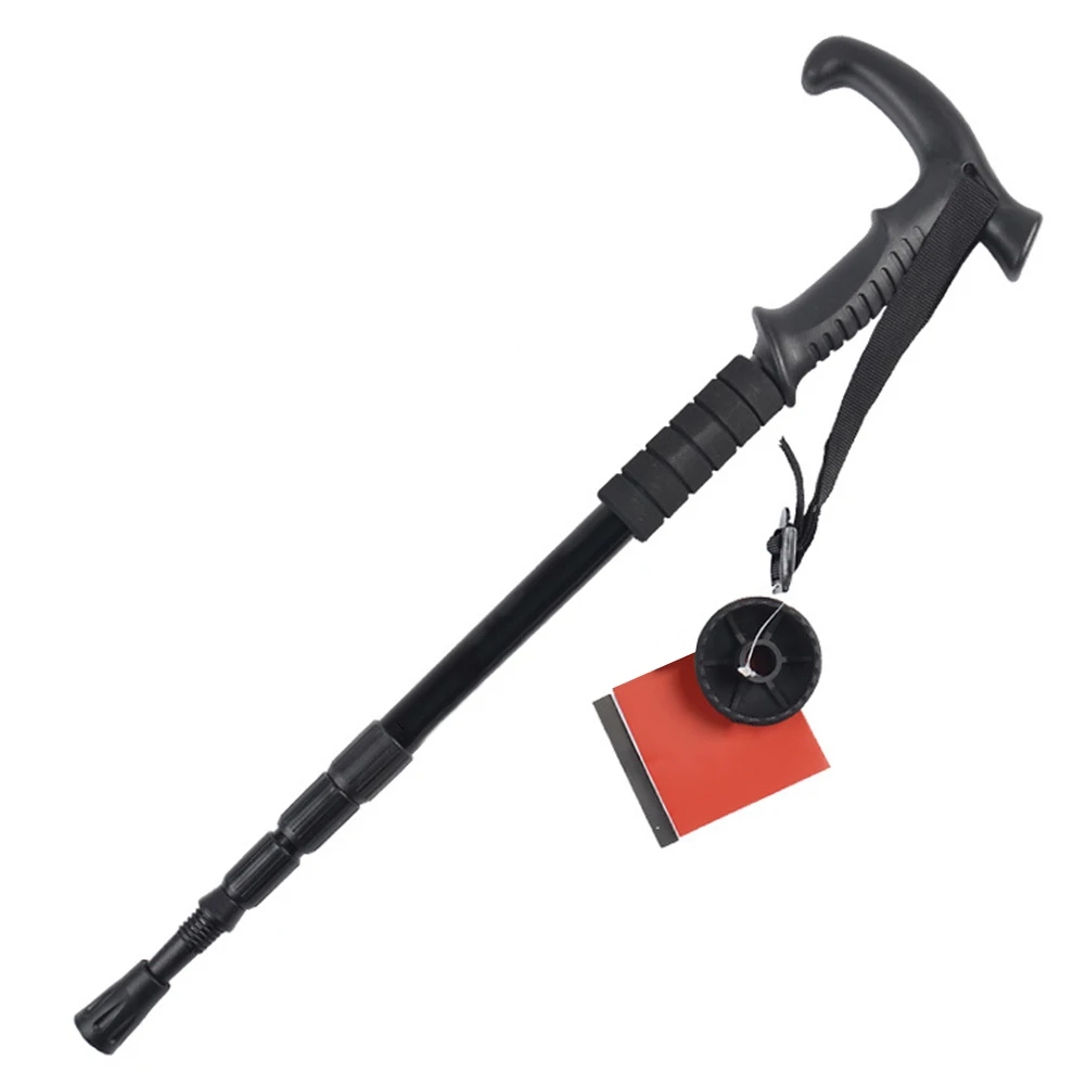 1pc Aluminum Alloy Plastic Folding Walking Stick Telescop Crutch Walking Stick Hiking Hike Trekking Pole Shock Sticks Non Slip