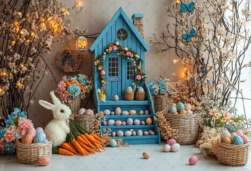Mehofond Photography Background Spring Easter Boho Floral House Egg Kids Birthday Cake Smash Portrait Decor Backdrop Photo Studi photo backdrop