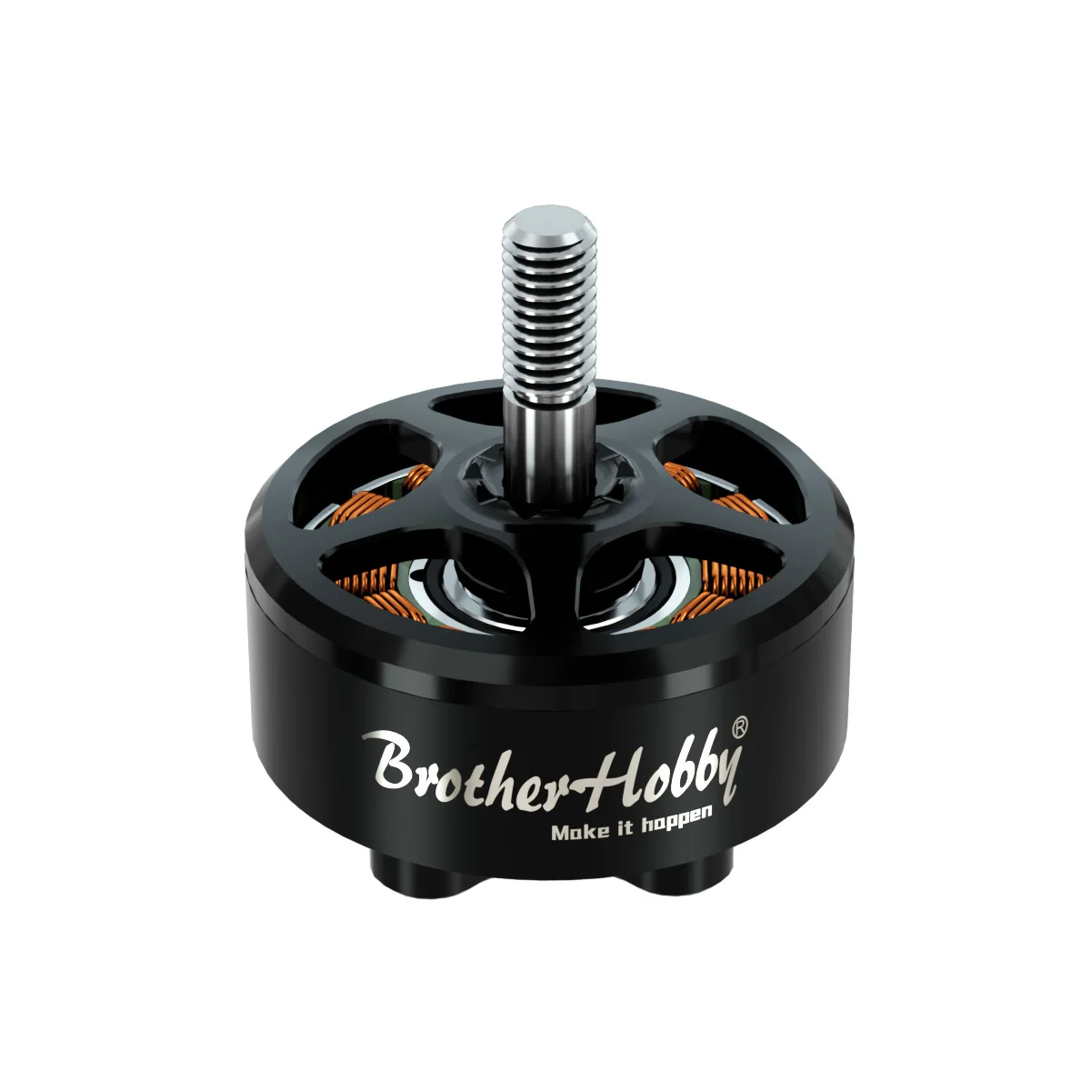 Les 4 moteurs BrotherHobby SE 2808 1350KV FPV Professionnel alignés, prêts pour l'installation sur un drone.