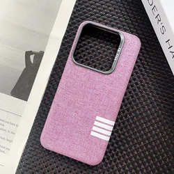 Luxury Flannel Denim Magnetic Phone Case with Alloy Lens and Shockproof Bumper - Xiaomi 14 Pro (Rose Red)