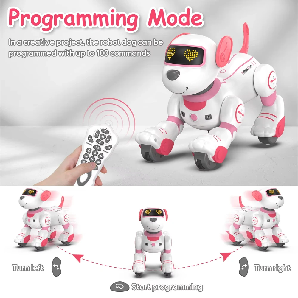 Remote Control Pet Toys Robot Dog Intelligent Robot Dog Remote Control Electronic Sing Dance Follow Smart Interactive Stunt Music Toy Programmable Puppy Kid Gift