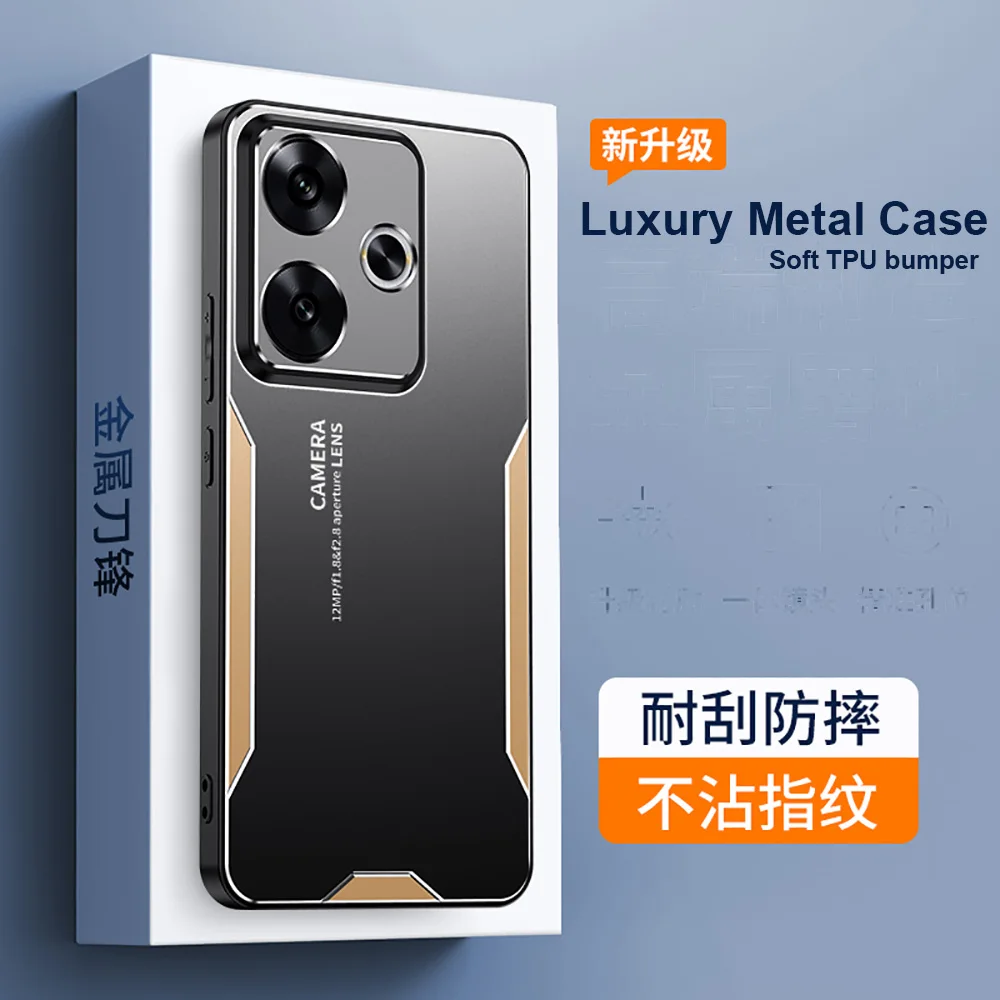 Sleek Aluminum Alloy Shockproof Matte Phone Case with Soft Bumper