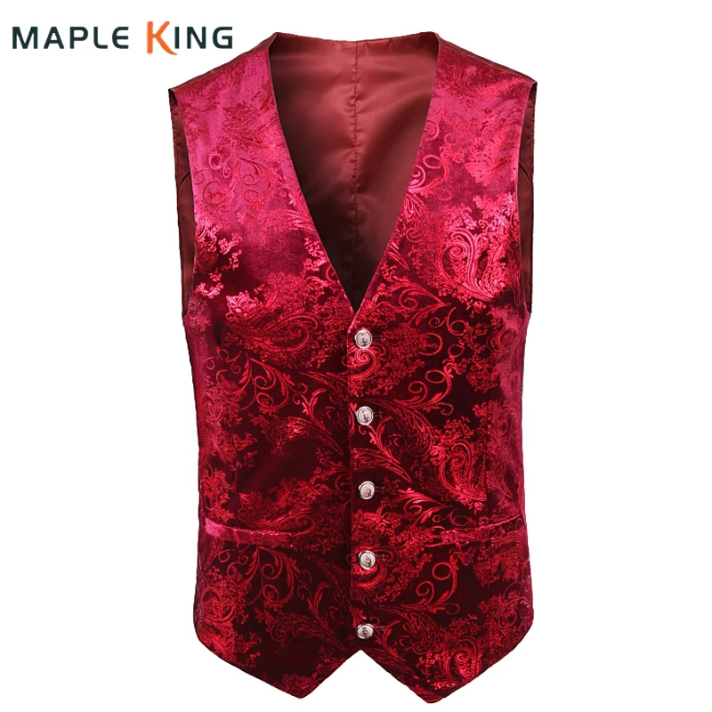 

Victorian Clothing Men Suit Vest 2023 Luxury Red Paisley Floral Waistcoat Steampunk Gentleman Slim Vest Chaleco Elegante Hombre