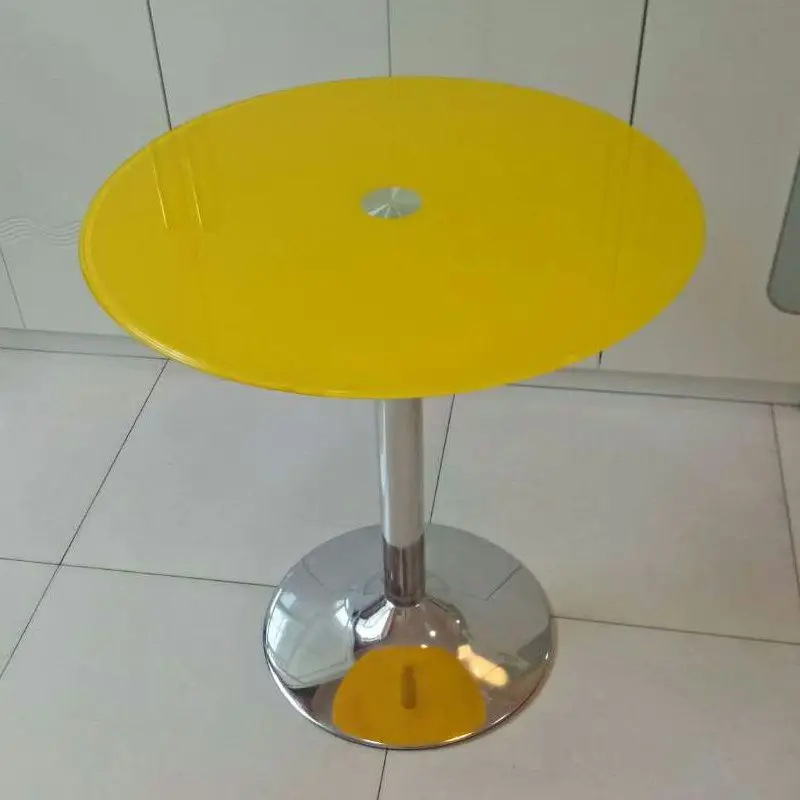 Tempered Glass Round Table Modern Stylish Negotiation Compact Living Dining Bay Window Coffee Small Space Multi-Purpose Table