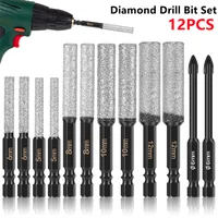 Hexagonal Shank Brazed Dry Ceramic Tile Diamond Drill Bit 5-12mm Hole Saw Marble Ceramic Granite Porcelain Cup Saw Hole Opener