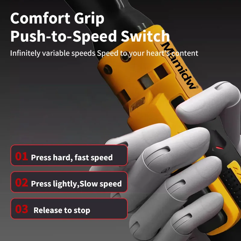 Cordless Ratchet Wrench 1/2 Inch Brushless Electric 3/8In Variable Speed Impact Driver 20V Power Tool For DEWALT Battery