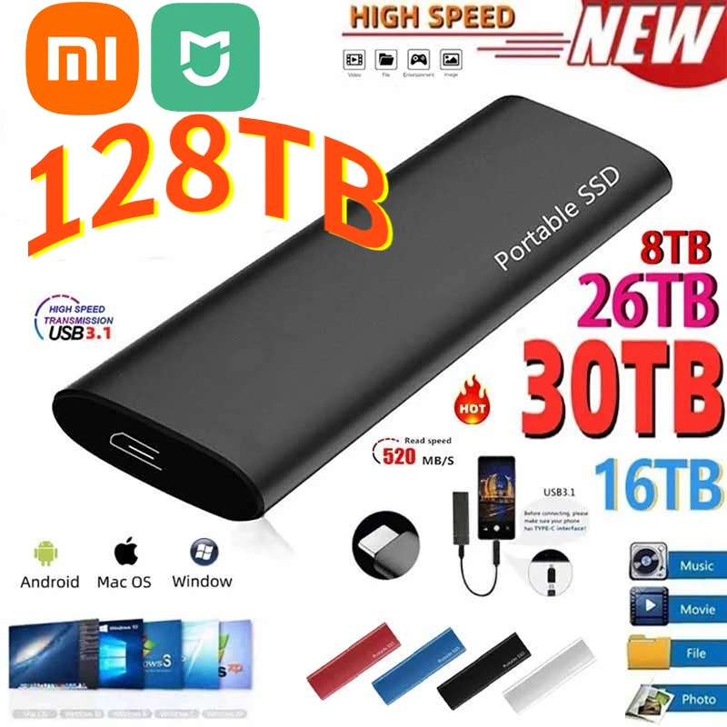 

Xiaomi Mijia SSD 2TB 4TB 16TB Type-C 1TB External Hard Drive Usb 3.1 Mobile Solid State Hard Disks for Notebook Laptop/mac