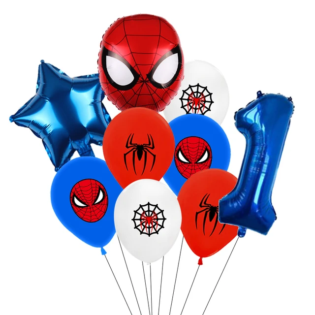 Ballons numérotés en aluminium Marvel pour enfants, décoration de fête d' anniversaire, thème spidSuffolk MEDK, jouet de fête, 1 an, 2 ans, 3 ans, 4  ans, 9 pièces - AliExpress