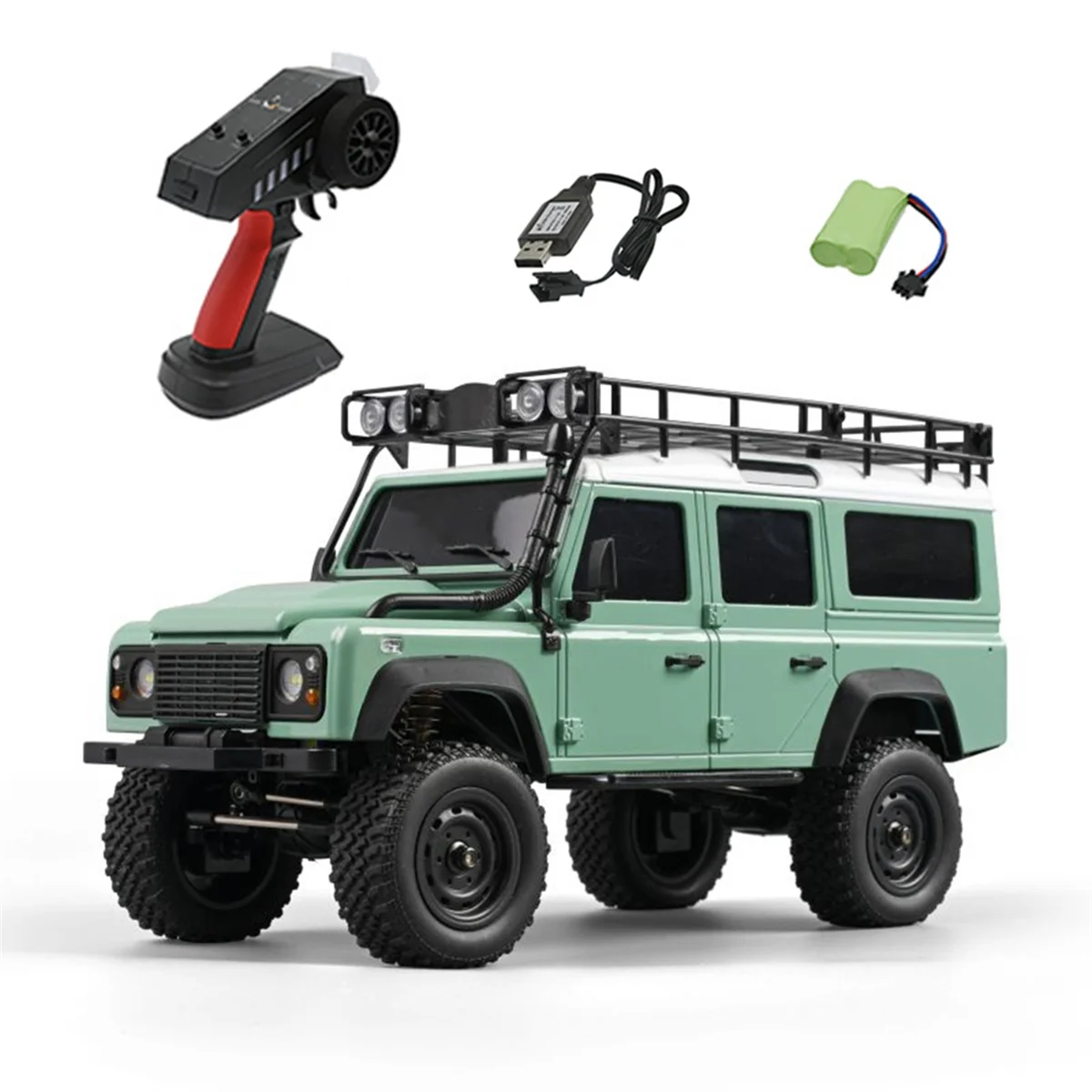 

MN MODEL MN111 D110 RTR Version 1/18 4WD Climbing Car Toys 180 Motor LED Light Portal Axle Body Shell Remote Control Car Green