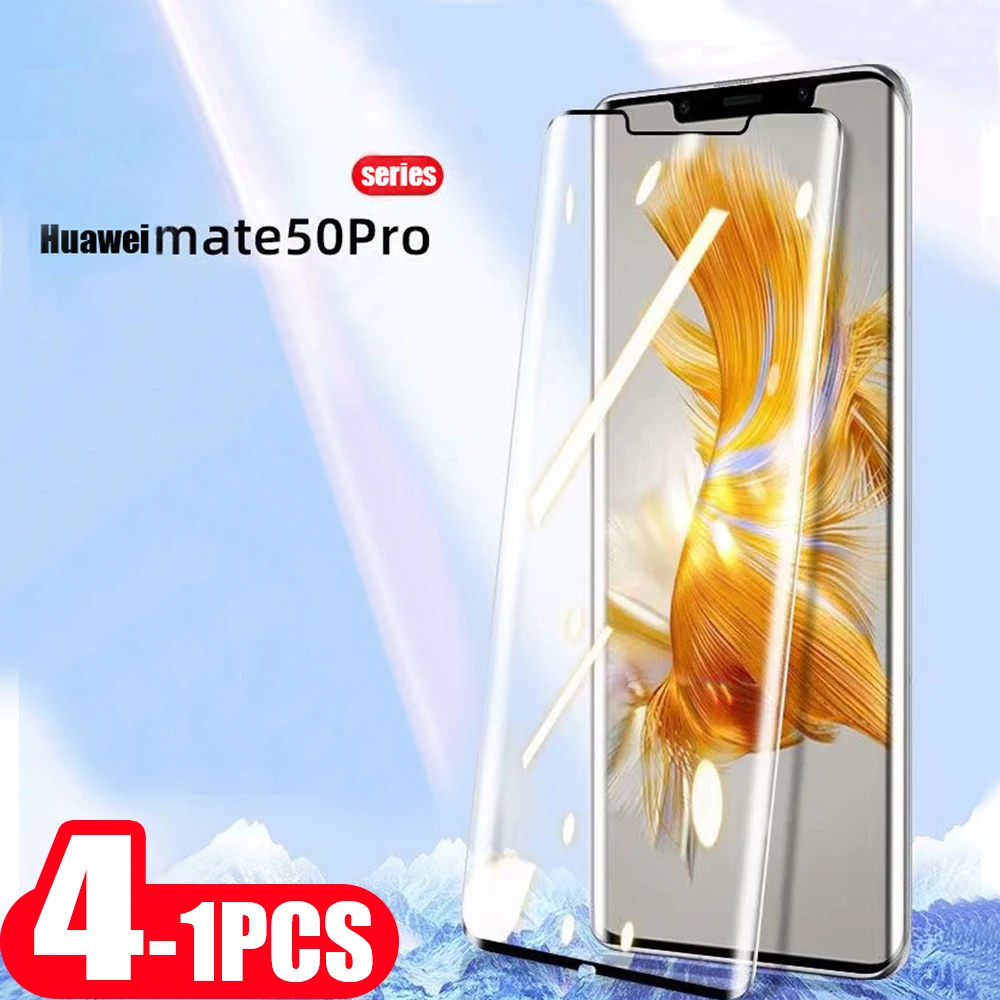 

4-1pcs screen protector for huawei Mate 50 RS 50E tempered glass 40 30 pro plus lite 30E 40E Full cover phone protective film
