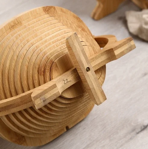 Foldable Fruit Basket Portable Bamboos Creative Snack Plate for Christmas Party Eco-Friendly Food Storage Organizer Kitchen Tool 4
