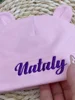 Embroidery Name Baby Blanket Hat Set Cotton Newborn Swaddle Adjustable Infant Sleeping Swaddle Wraps All Seasons 0-6 Months 5