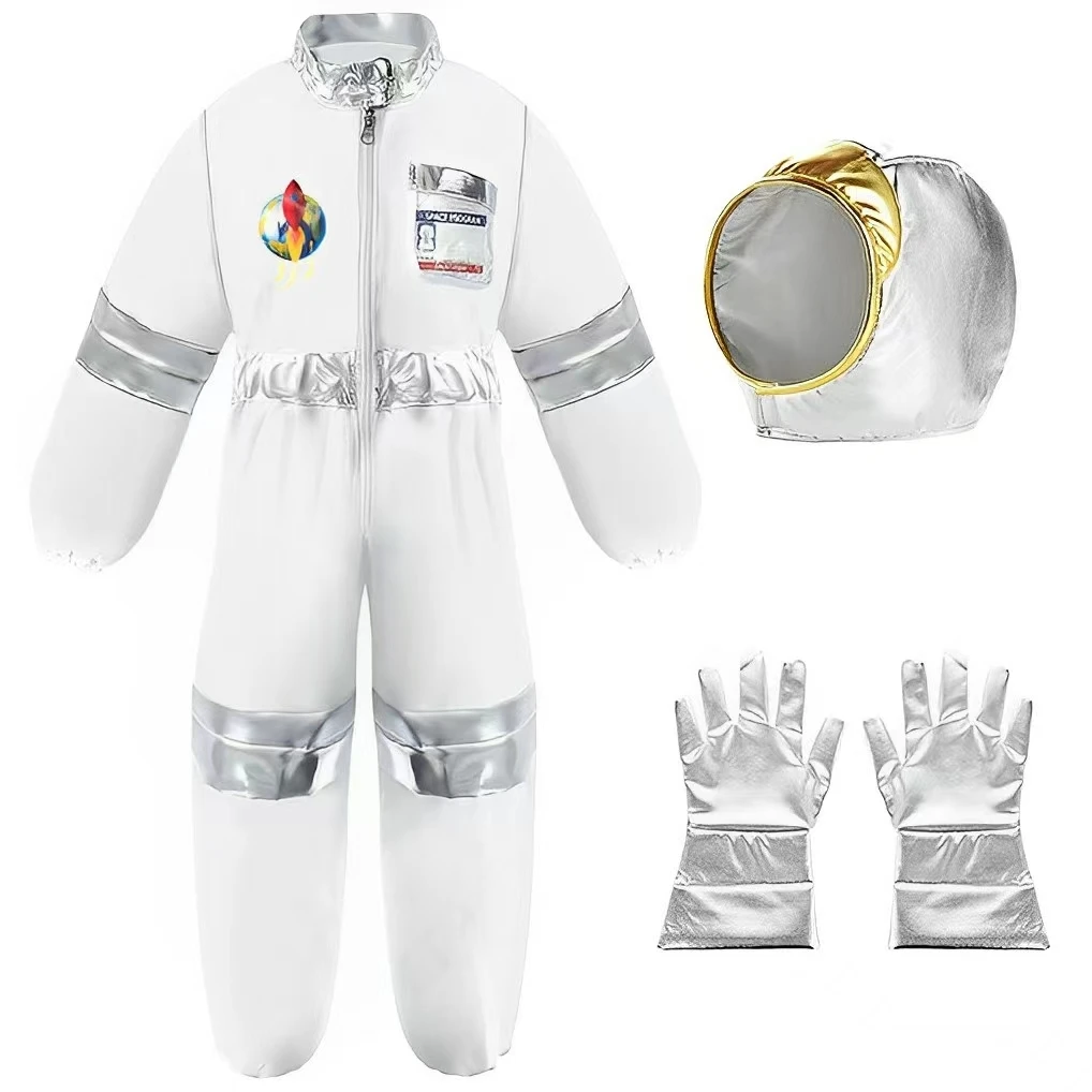 Astronaut Costume for Kids Space Pilot Jumpsuit with Helmet