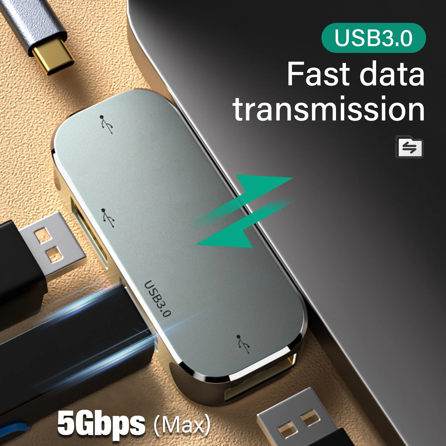 Ultra-Compact 4K HDMI USB-C Docking Station with 100W PD Fast Charging and High-Speed Data Transfer