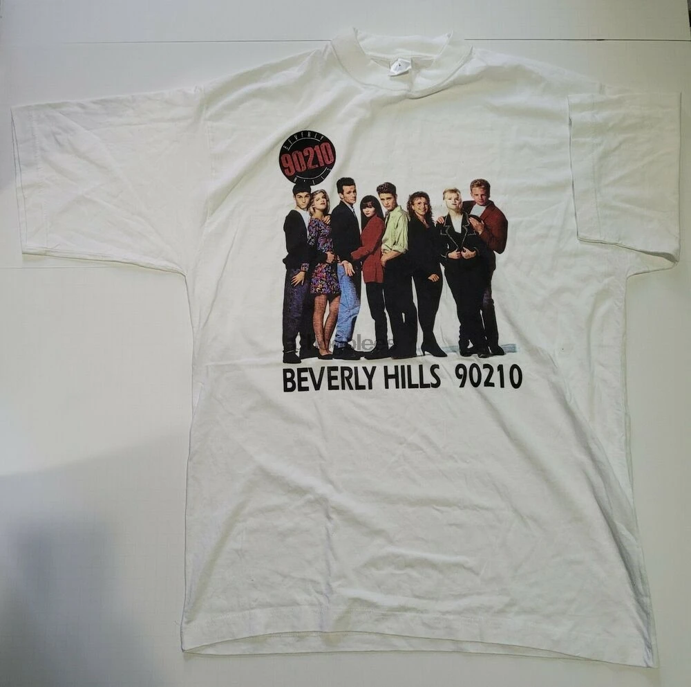 Vintage Beverly Hills 90210 Full Cast Graphic White T-shirt Large |