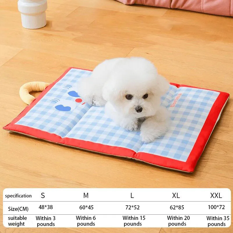 Summer Cooling Pet Bed Mat Breathable Ice Silk Pad For Small Medium Dogs Cats Cute Plaid Print Washable Non-slip Dog Bed Mats_voghion.com