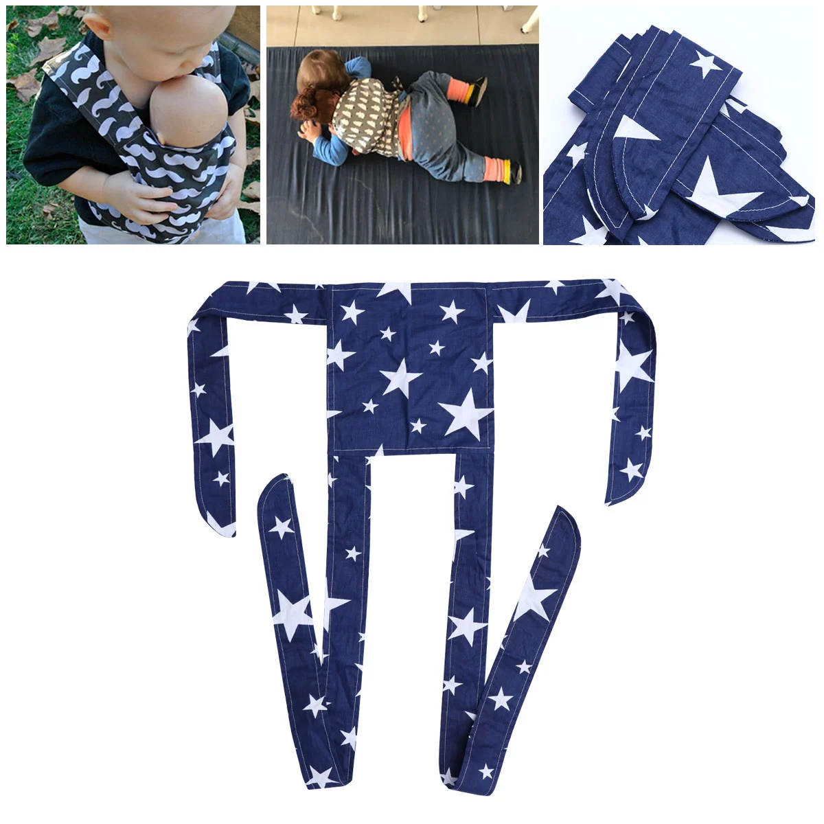 Children's Sling Cotton Baby Toy Shoulder Sling Playing Baby Carrier (Blue Bottom Stars Pattern)