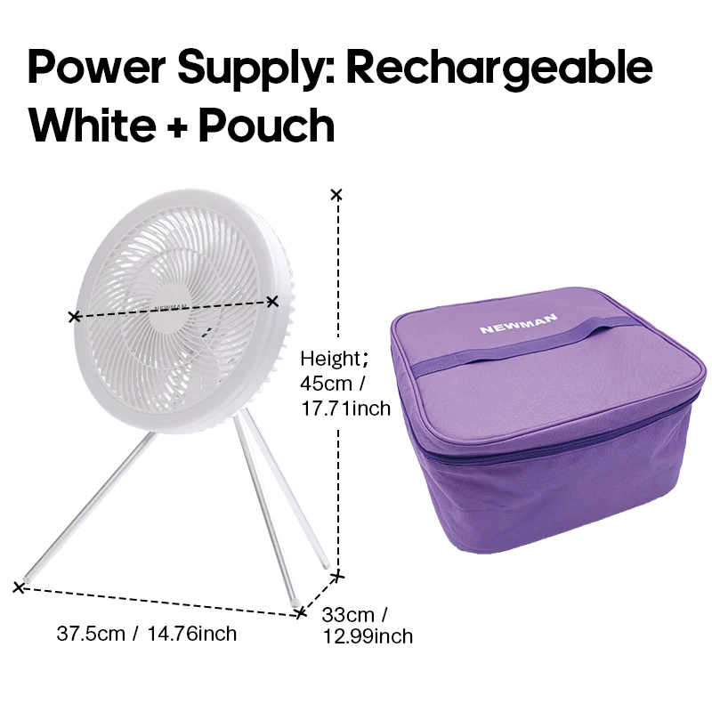 New 10000mA Large Size Outdoor Camping Fan High Wind Power Silent Circulator Fan with Remote Control Ambient Light Charge Output 3