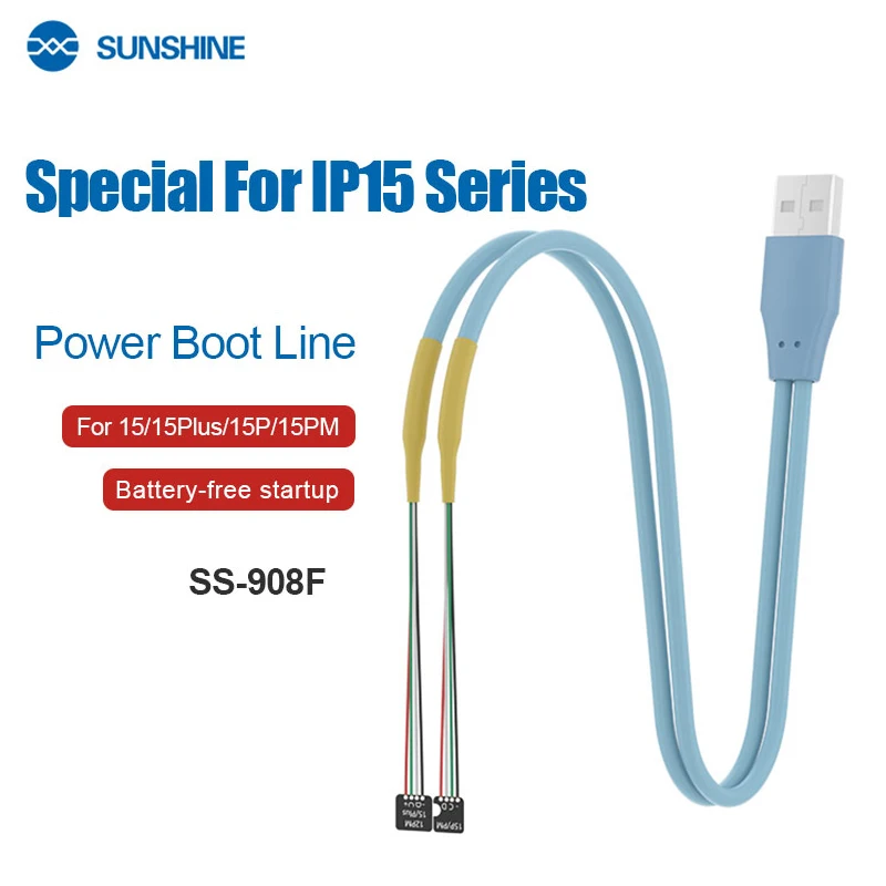 SUNSHINE SS-908F Power Boot Line For 15/15P/15Plus/15PM DC Power Supply Current Testing Cable Mobile Phone Repair Tools 2024 New