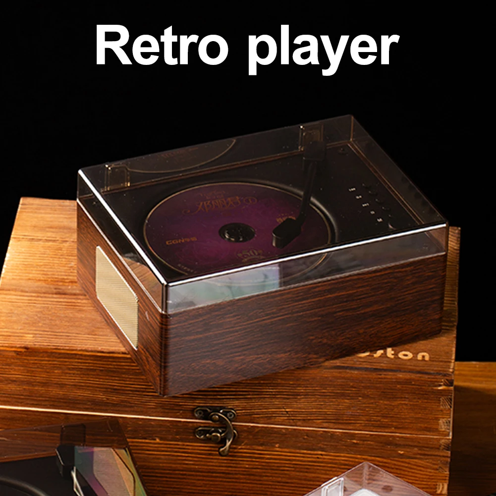 Retro CD Player 2000mAh Rechargeable Bluetooth-Compatible 5.0 Wireless Speaker Home Stereo Music Players Support CD BT 3.5mm AUX