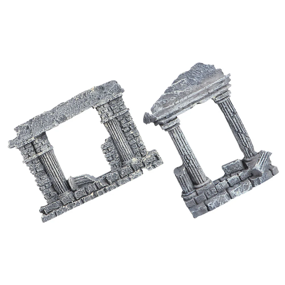 

2pcs Fish Tank Decorations Aquarium Landscape Decoration Roman Column Resin Crafts
