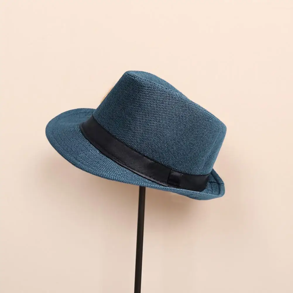 

Women Men Hat Outdoor Solid Color Wide Brim Ribbon Decor Unisex Cowboy Hat for Mid-aged Men Women Stylish Streetwear Vintage