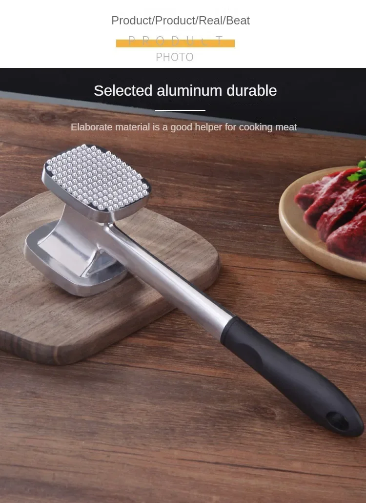 Description Picture 6 of itemLarge meat tenderizing hammer tool, manual hammer crusher for meat, anti slip handle for crushing