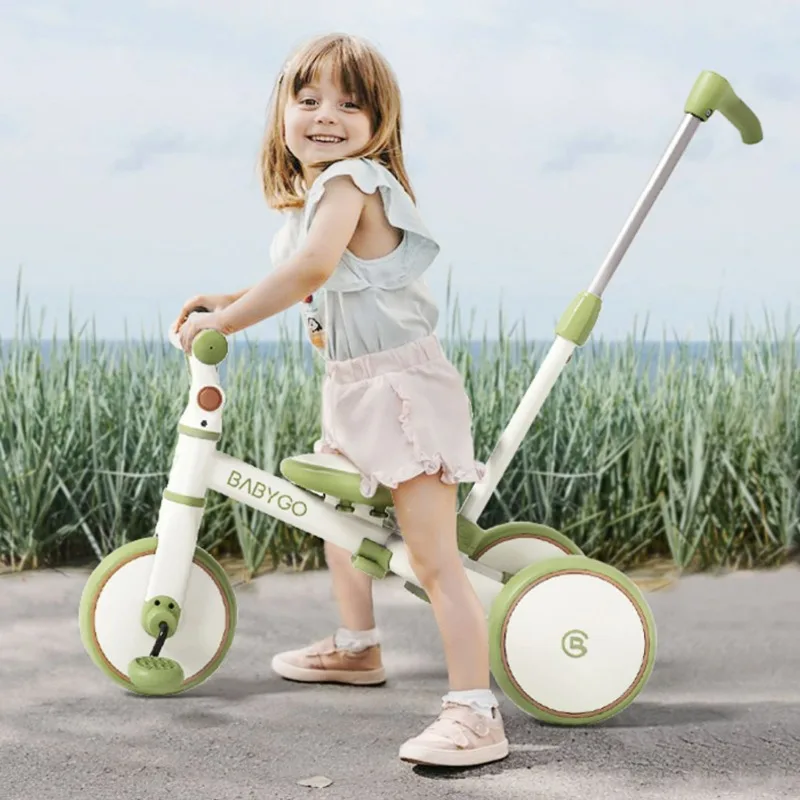 4-in-1 Children's Tricycle Sliding Walkers,Baby Handcart 3 Wheel Bicycle,1-3 Year Lightweight Balancing Bike Child Bikes