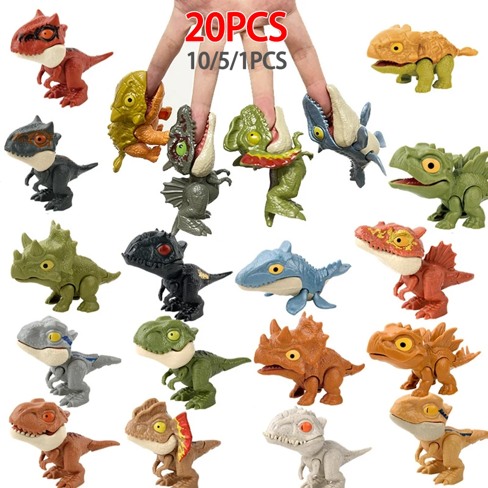 20-1PCS Finger Dinosaur Tricky Tyrannosaurus Finger-biting Movable Joints Hand Doll Prop Dino Toys for Children Gifts