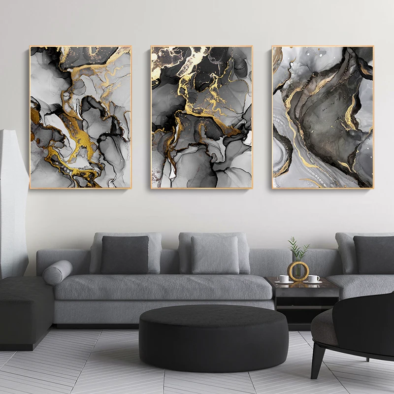 

Abstract Modern Golden Black Canvas Poster Wall Art Painting Nordic Posters and Prints Wall Pictures for Living Room Home Decor