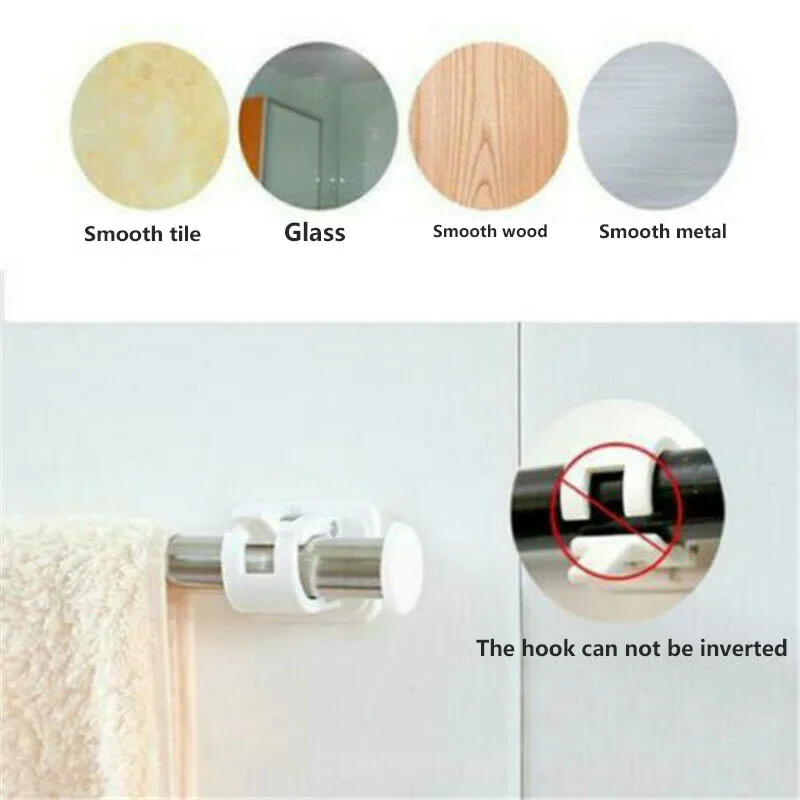 2/4PCS Curtain Rod Holder Self Adhesive Hooks Curtain Bracket PoleTowel Rod Drapery Hook Holders Wall Bracket Fixings Holder