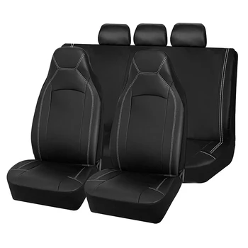 AUTO PLUS Universal High Back Bucket Leather Car Seat Covers Premium Waterproof Leather Full Set  Airbag Compatible 1