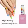 FZANEST Rubber Gel Top Coat,15ML Ultra Shine No Wipe Thick 3D Nail Art Top Coat StrengthenEnhanced Plumping Natrual Nail and Nai 1
