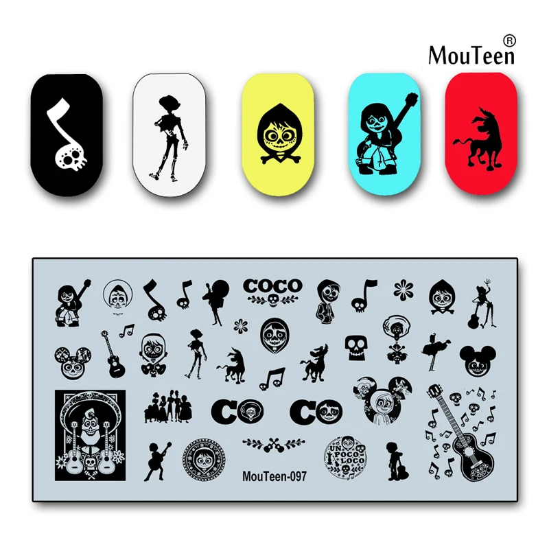 

Disney Coco Nail Stamp Cartoon Coco Girl Nail Stamping Plate for Nail Art 4.72*2.36inch #097