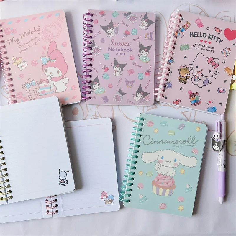 5pcs Sanrio Notebook Anime Hello Kitty Kuromi Cinnamoroll Office Notebook  Handbook Book Cartoon Pp Coil Book Student Gifts Toys - AliExpress