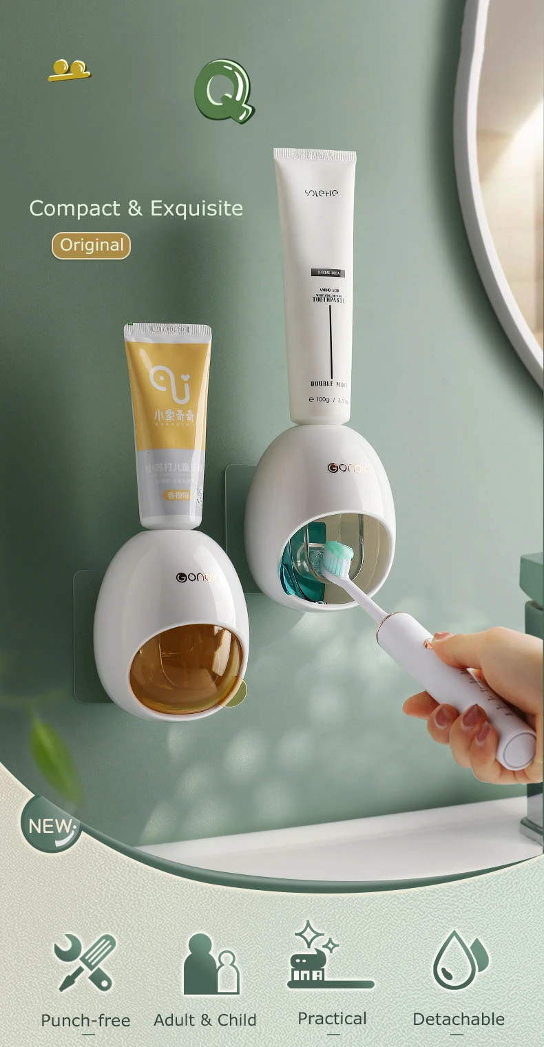Wall Mounted Toothpaste Dispenser Automatic Tube Press Squeezer Toothpaste description image