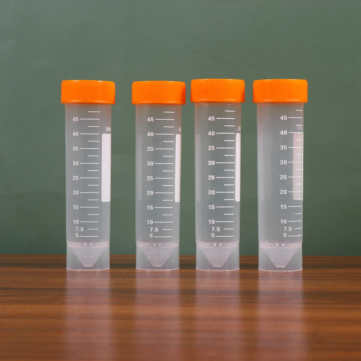 Plastic Test Tubes Centrifuge Tube 50pcs 50ml Screw Port Centrifuge Tube Flat Bottom Centrifuge Tubes Vertical Tubes (Orange 50pcs/Pack) Test tubes
