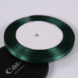 Silk Satin Ribbon Roll - 22 Meters, 6mm Wide - Ideal for Gift Wrapping, Party Decor, and DIY Crafts (NO 49 Dark Green)